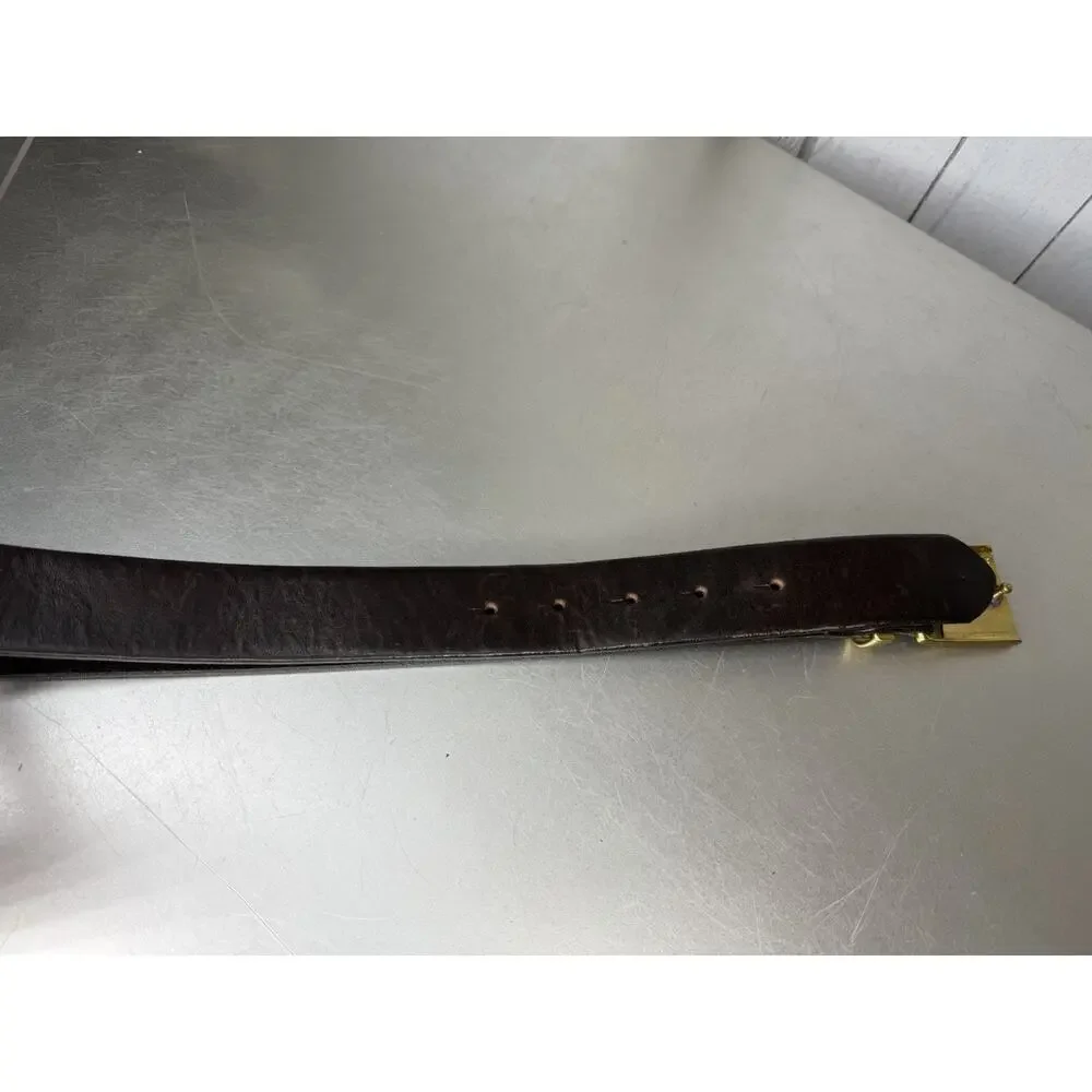 Vintage Y2K Italian Leather Belt The Limited Brown Gold Brass Buckle Sz Large